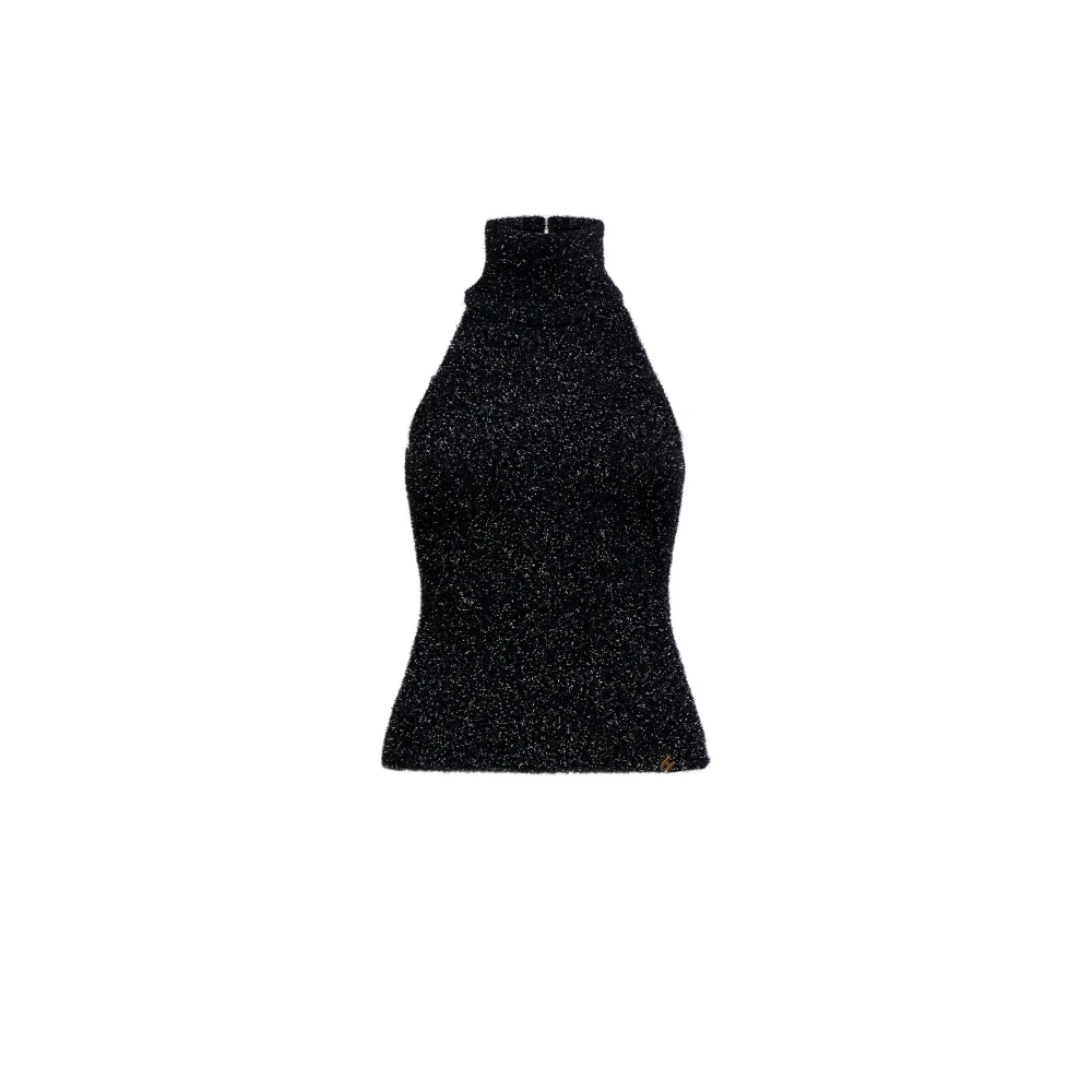 Silvian Heach Vrouw Zwart Tops Dames, 2XS, Polyester, Top Van Lurex Met Coltrui