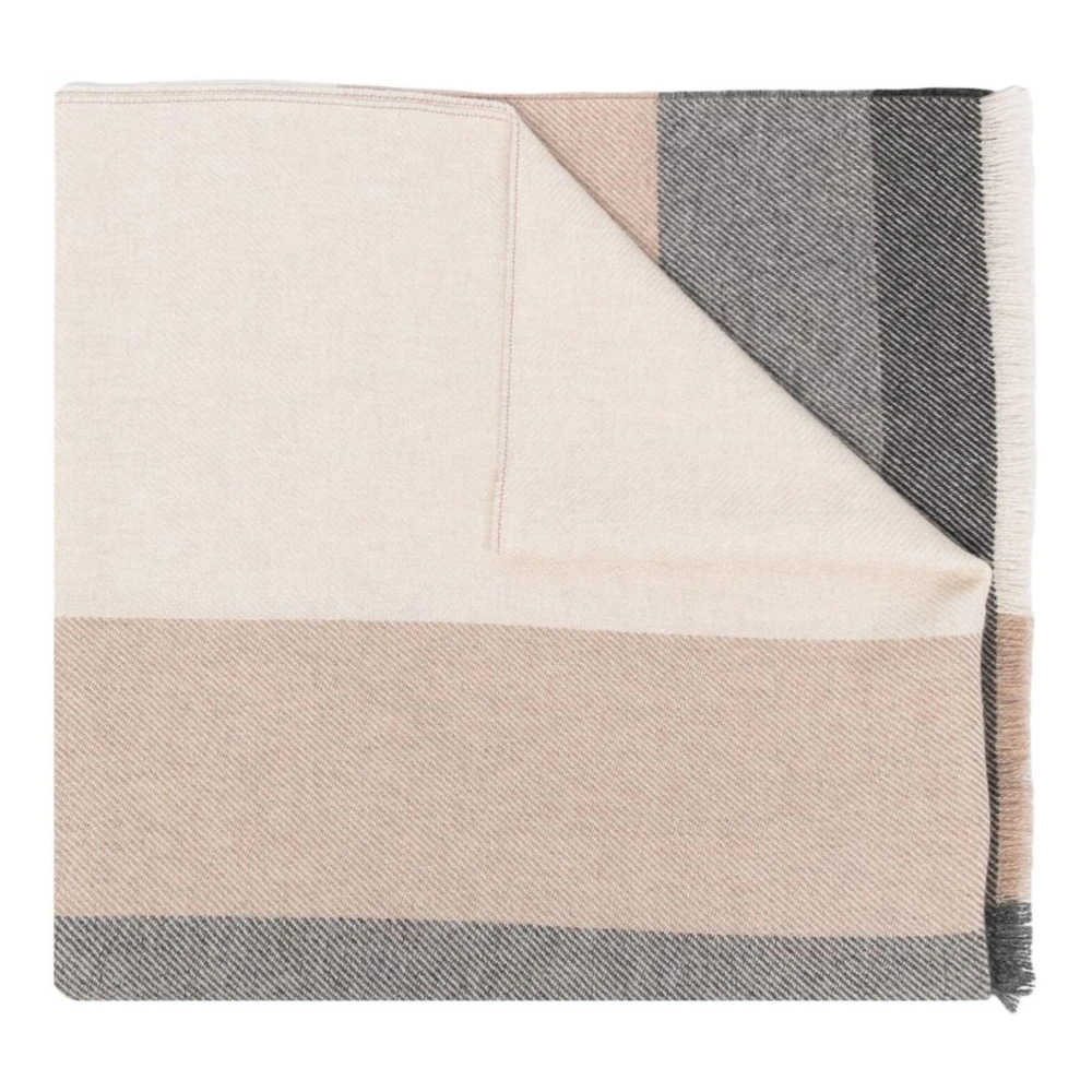 BRUNELLO CUCINELLI Luxe Wol Kasjmier Sjaal Made in Italy Beige Heren