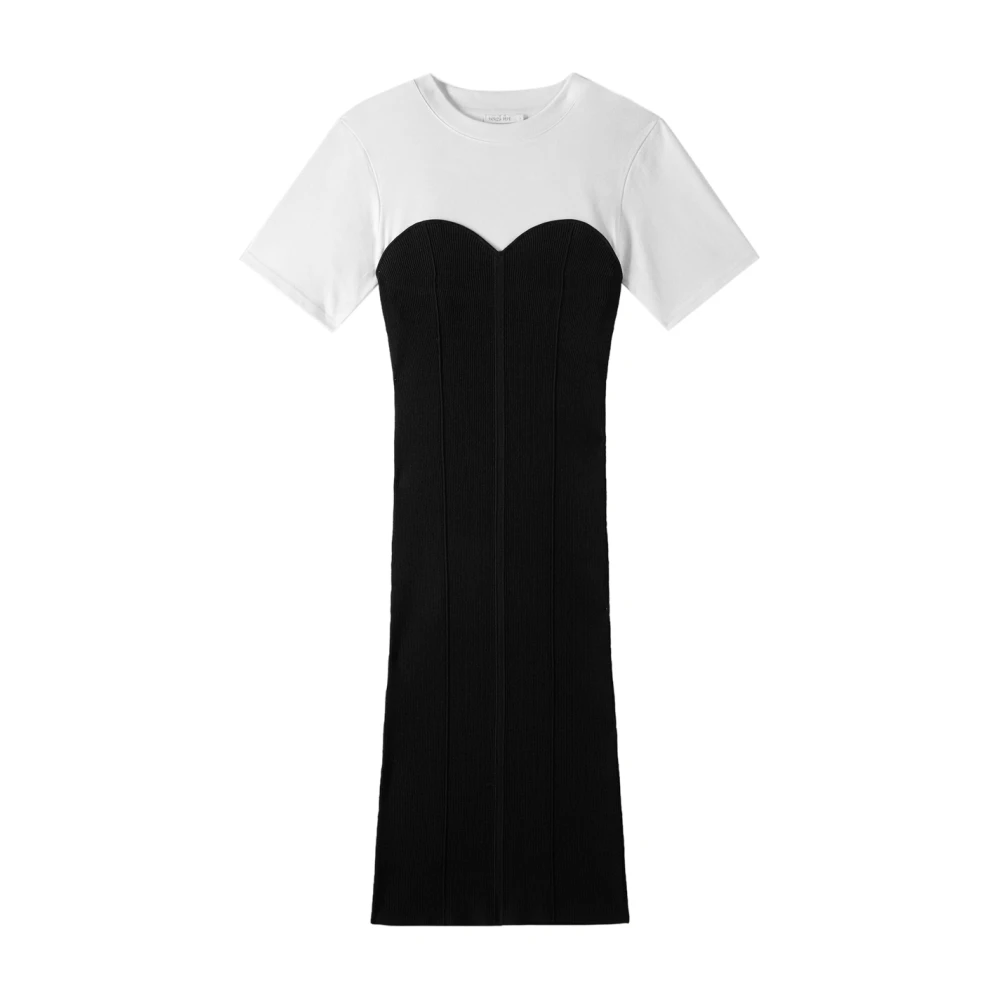 Patrizia Pepe Women's Multicolor Midi Dresses, M, Fitted Ribbed Midi Dress With T-Shirt