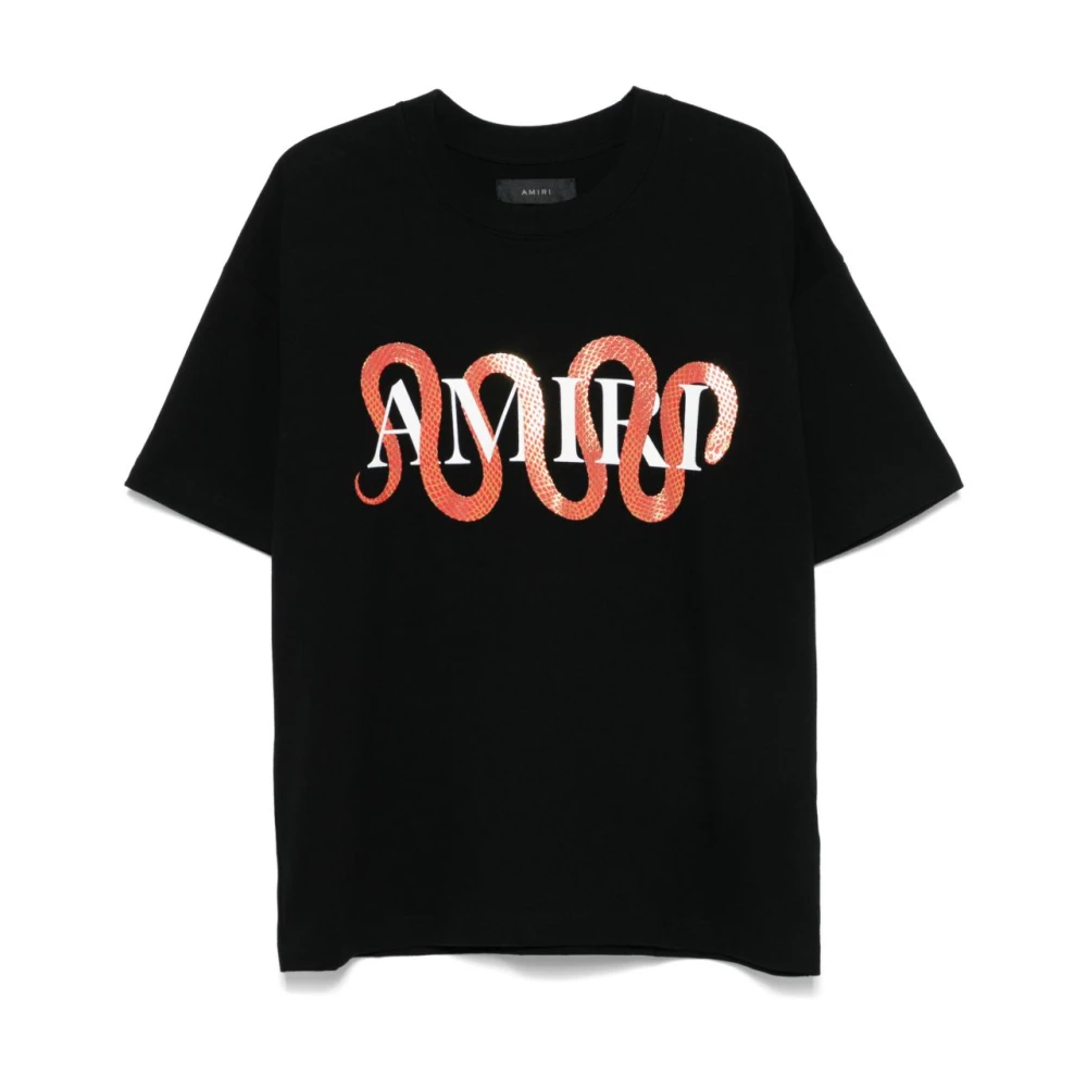 Amiri Zwart Logo Print Crew Neck T-shirt Black Heren