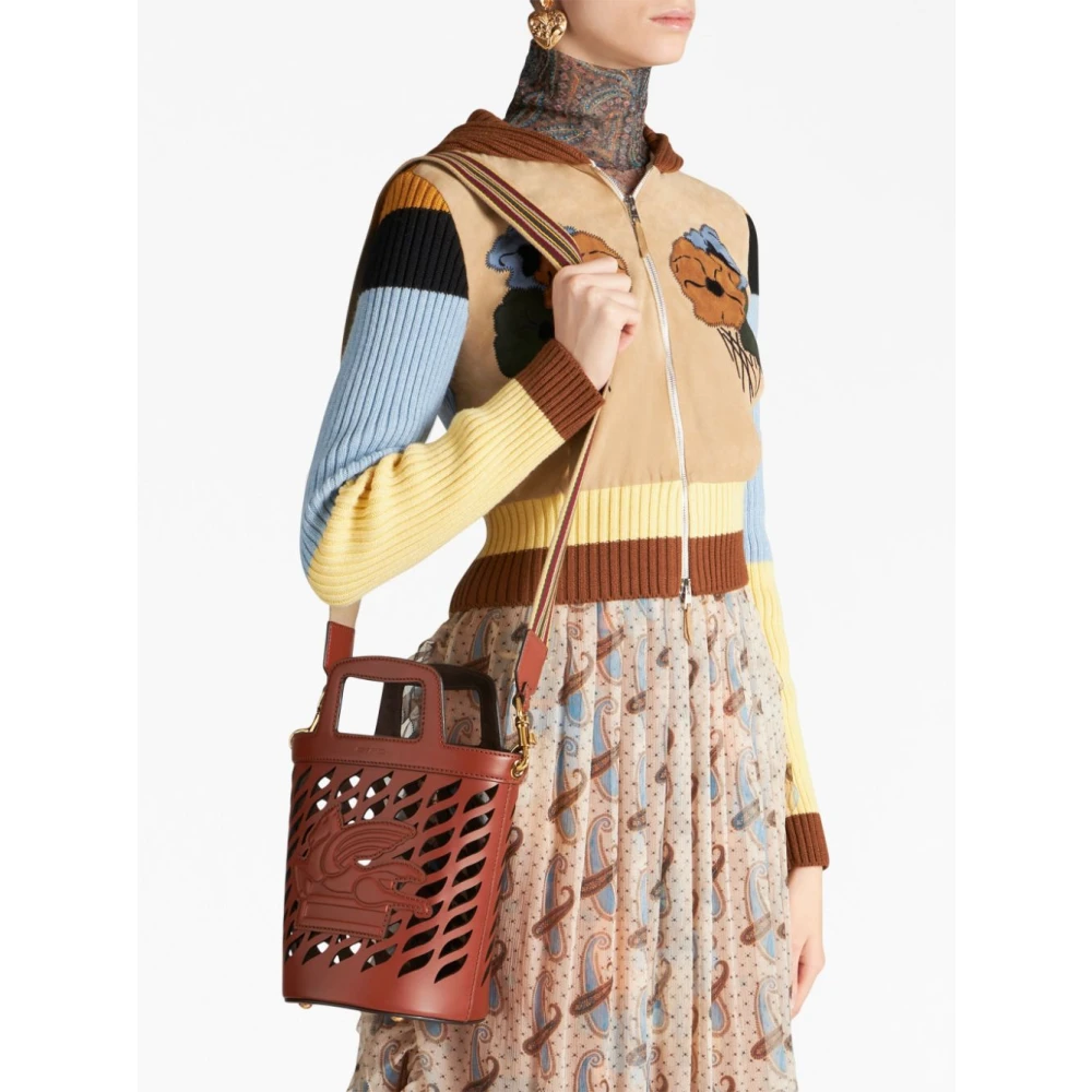 ETRO Coffa Leren Bucket Tas Brown Dames