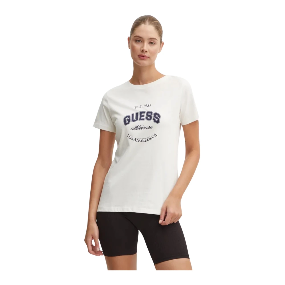 Guess Katoenen Logo T-Shirt White Dames