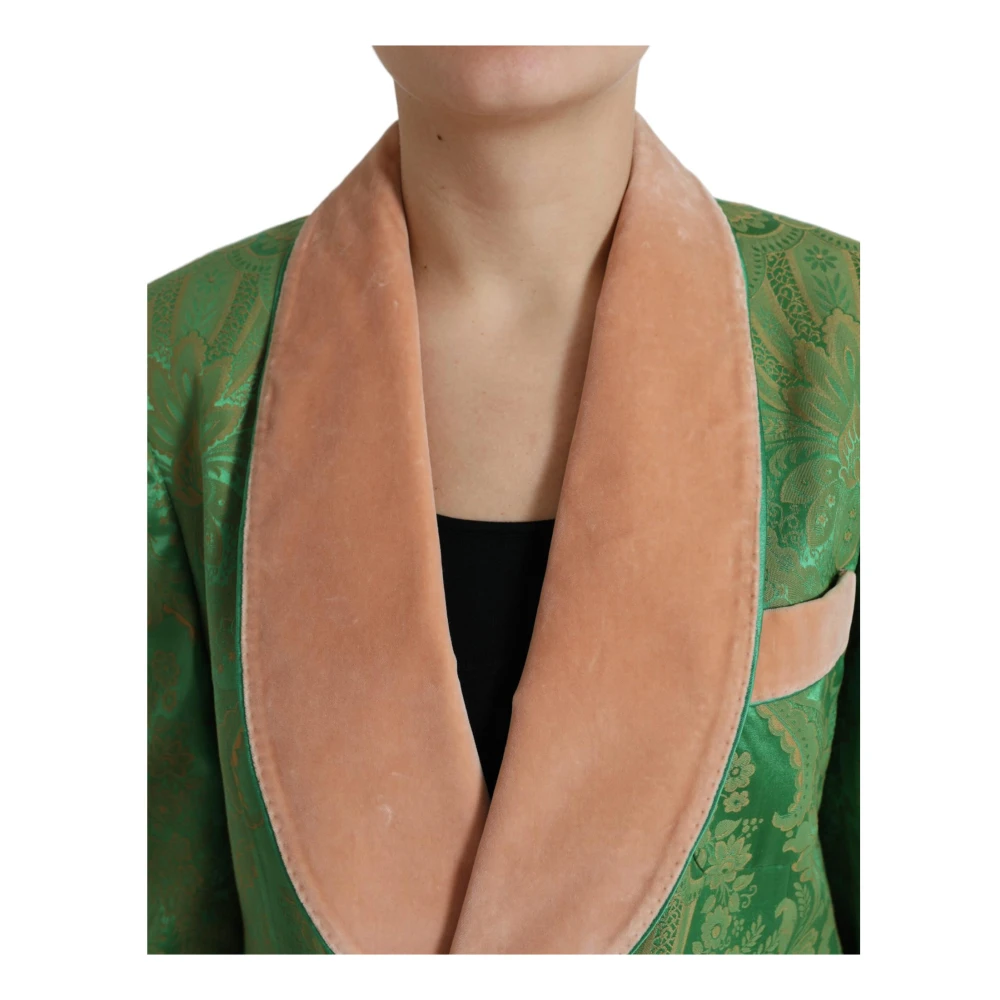 Dolce & Gabbana Bloemen dubbelrijige jas Green Dames