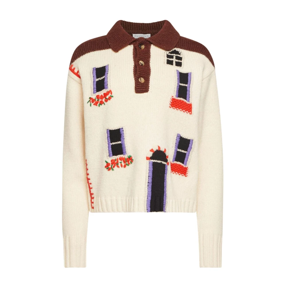 JW Anderson Intarsia Gebreide Trui met Voorknopsluiting Multicolor Dames