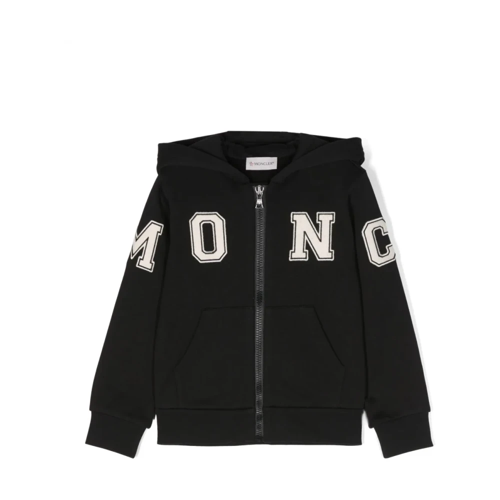 Moncler Boys Black Sweatshirts,, ` Jumper With Hood And Zip Closure Size 10 Y Kids