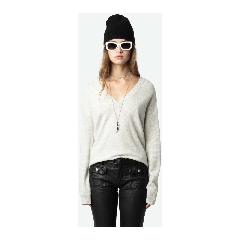 Zadig & Voltaire Grijze Cashmere Sterpatch Trui Gray Dames