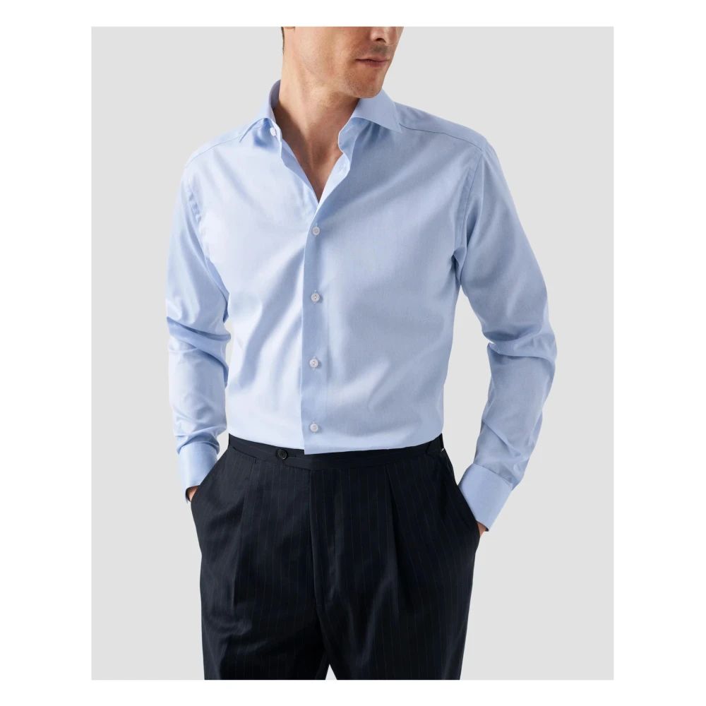 Eton Handtekening Twill Overhemd Lichtblauw Blue Heren