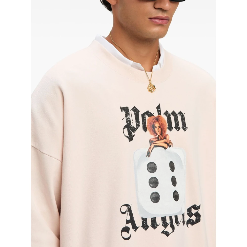 Palm Angels Lichtroze Sweater Voorprint Lange Mouw Pink Heren