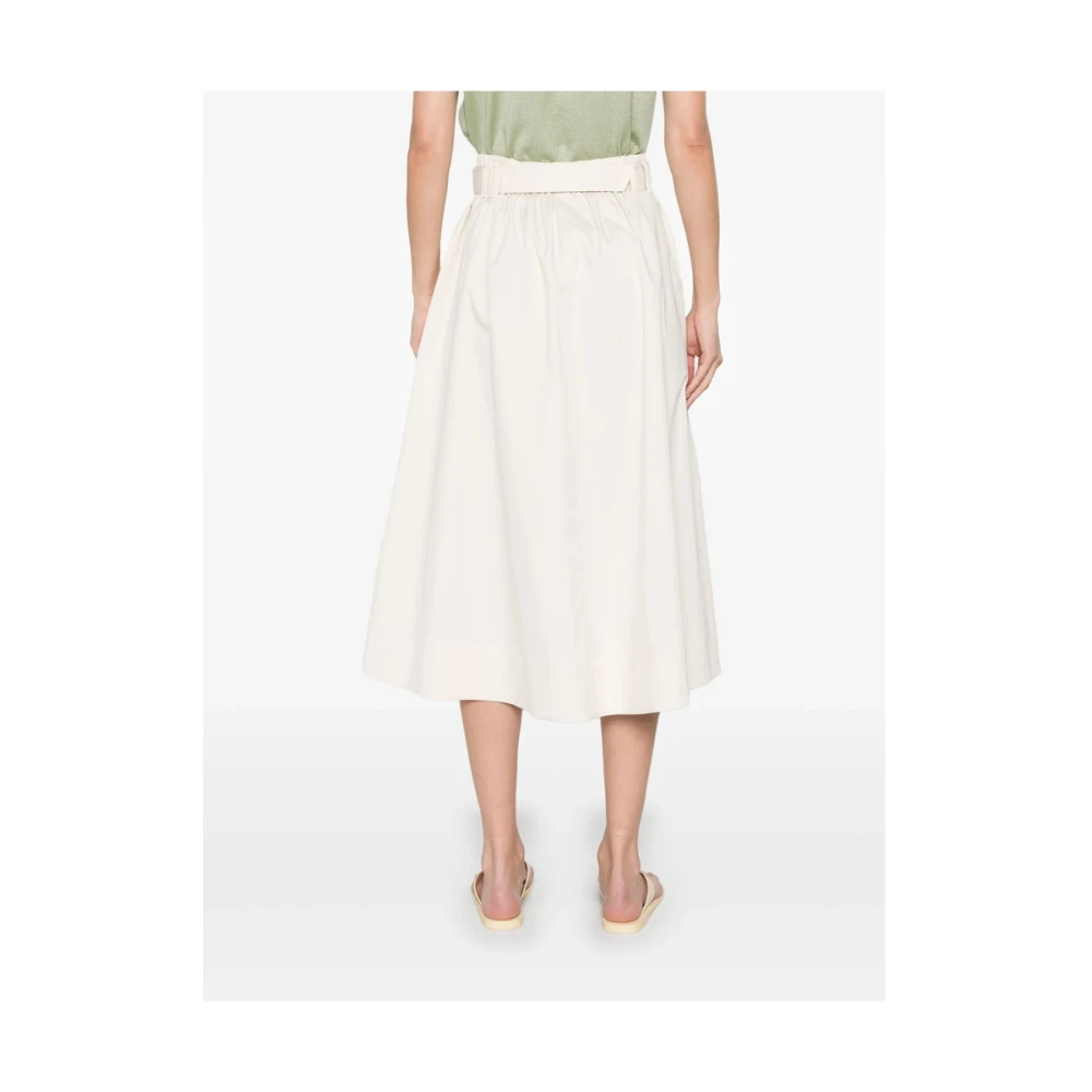 BRUNELLO CUCINELLI Beige Uitlopende Rok met Elastische Taille Beige Dames