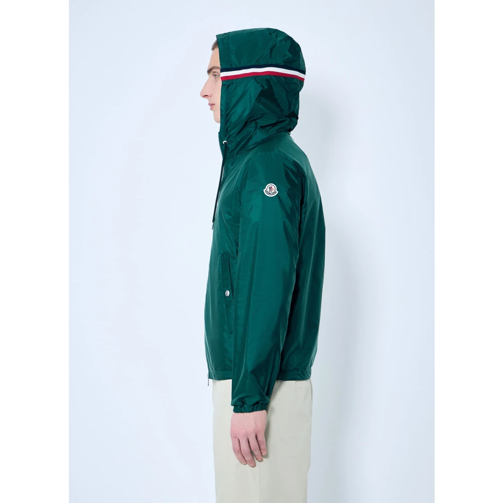 Moncler Gestreepte capuchon windjack Green Heren