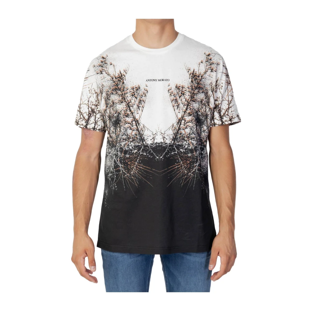 Antony Morato Men's Multicolor T-Shirts, 2XL, White Tree Print Crew Neck Tee