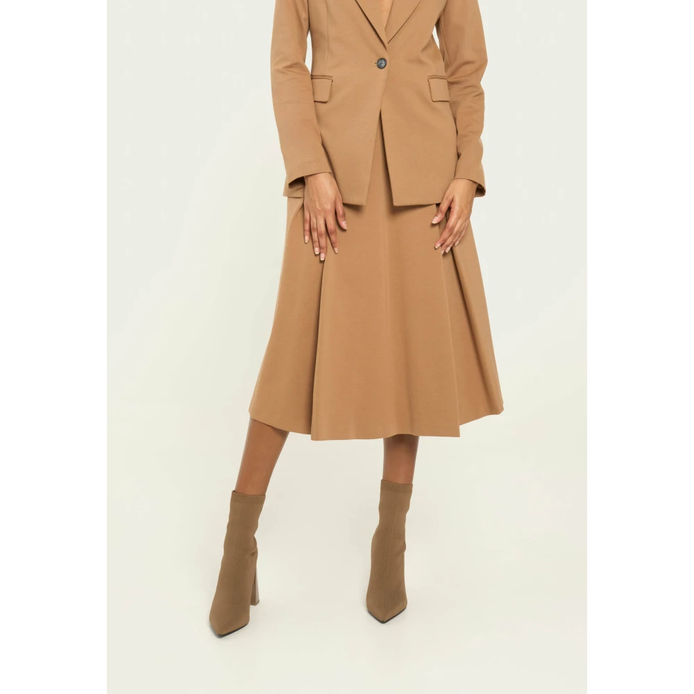 Vicario Cinque Tulip Midi Rok Milano Rits Brown Dames