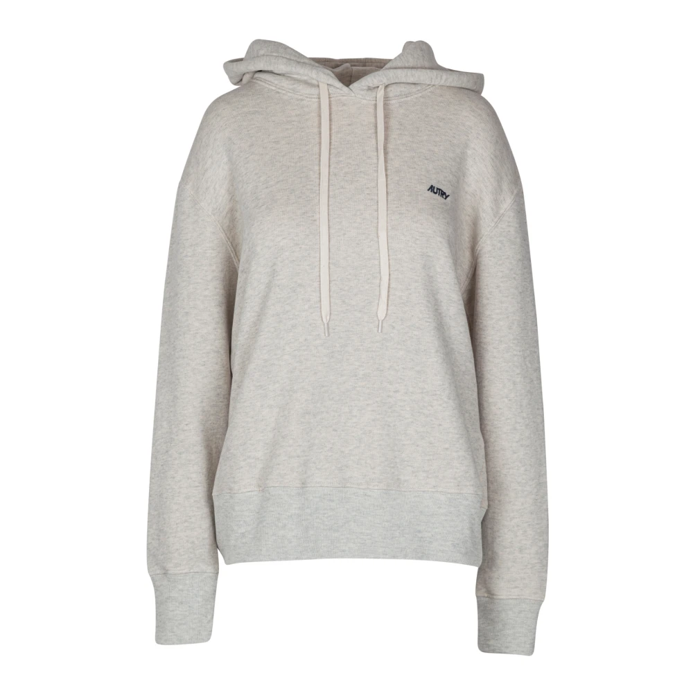 Autry Katoenen hoodie met geborduurd logo Gray Dames