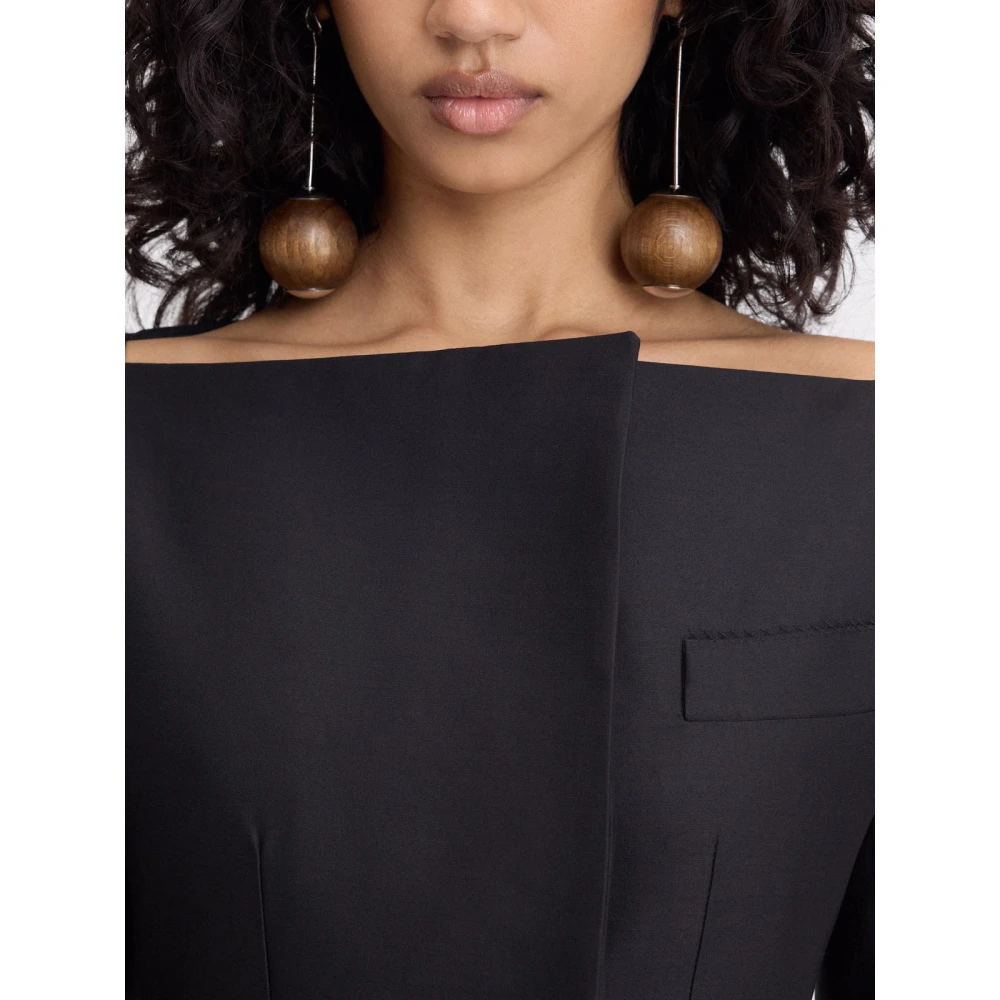 Jacquemus Boot-hals Mini Jurk met Taille Emphasis Black Dames