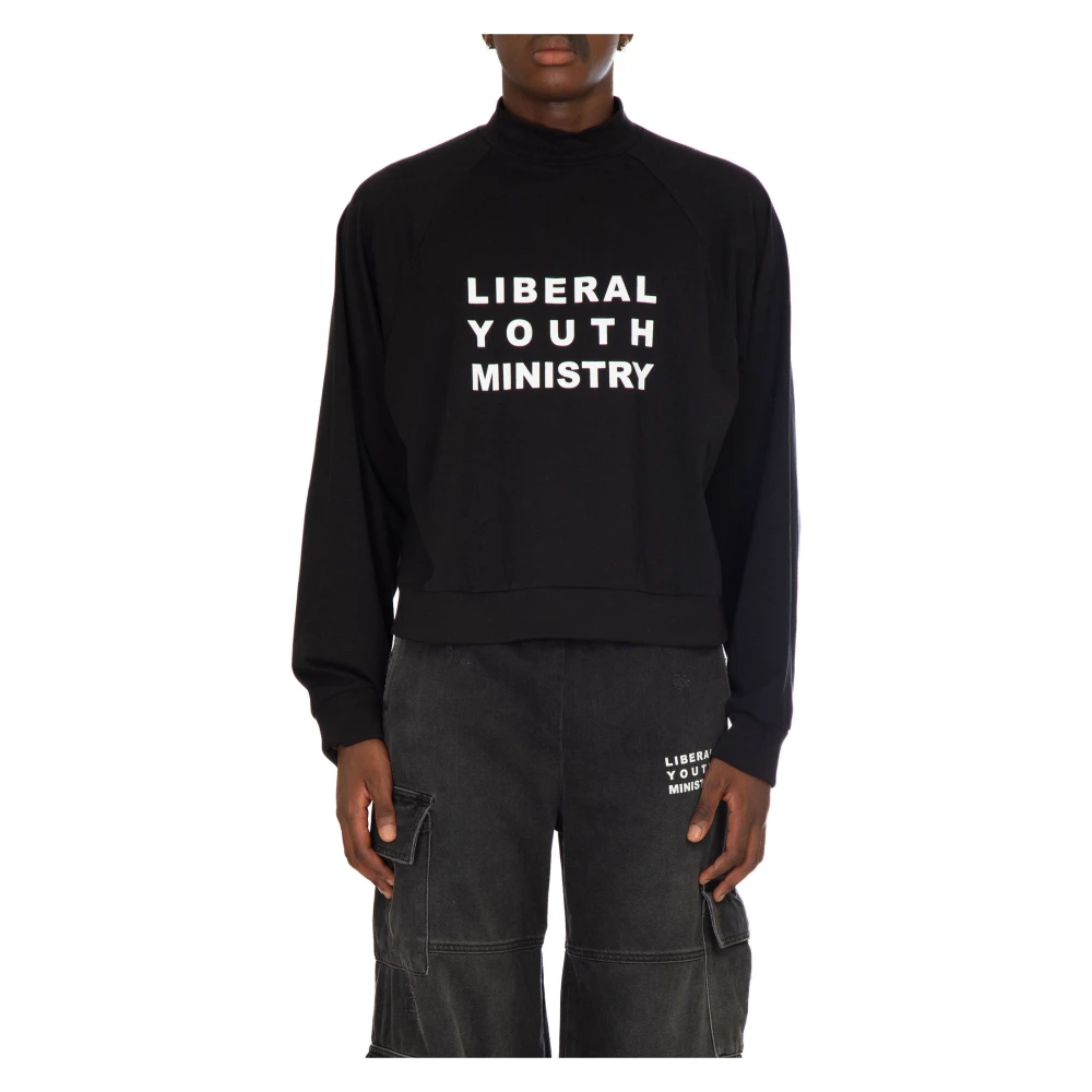 Liberal Youth Ministry Zwart Logo Print Coltrui Sweatshirt Black Heren