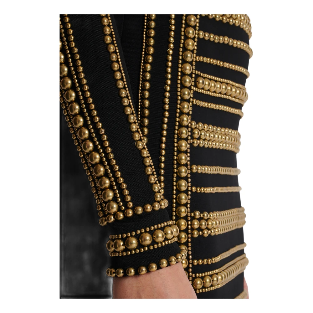 Balmain Korte jurk geborduurd met gouden parels Multicolor Dames