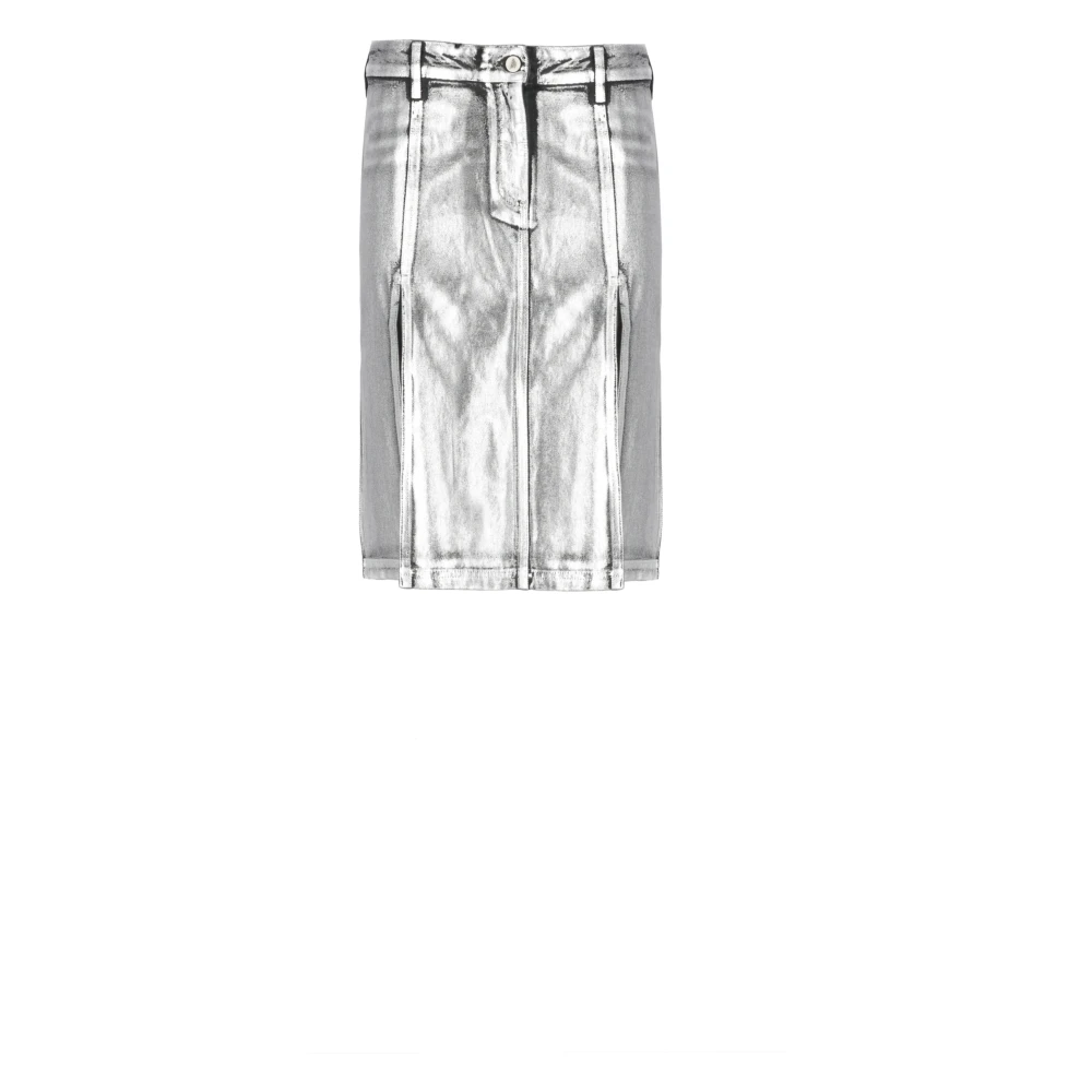 The Attico Zilveren Katoenen Rok met Ritssluiting Gray Dames