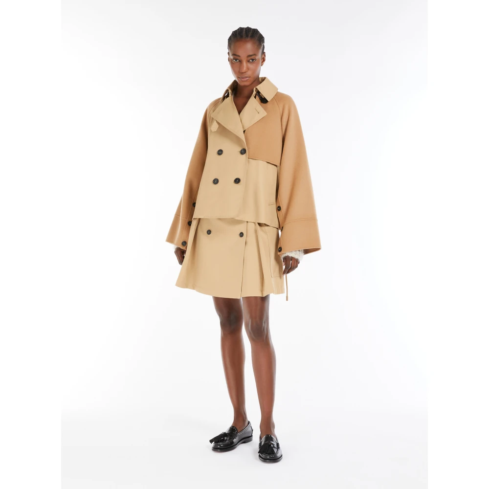 Max Mara Weekend Dubbelrijige trenchcoat in waterafstotende gabardine Beige Dames