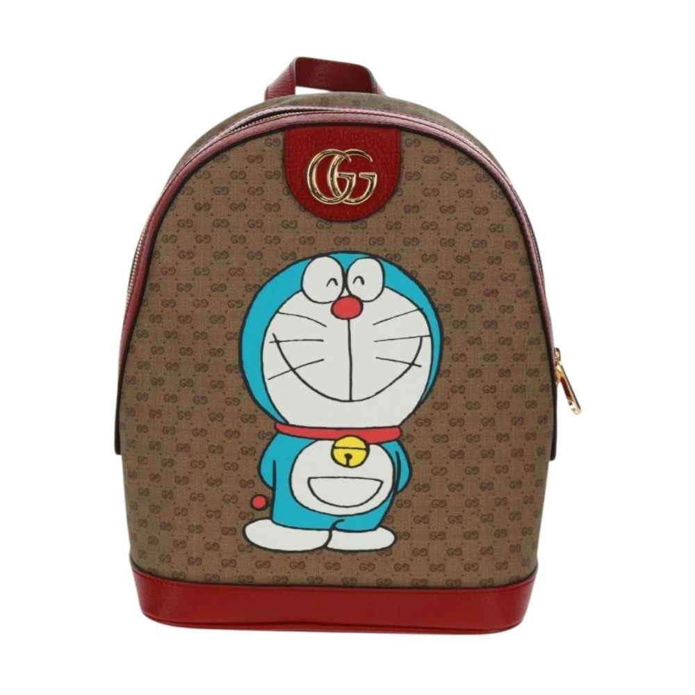 Gucci Vintage Women's Beige Pre-Owned Vintage Doraemon Monogrammed Canvas Backpack