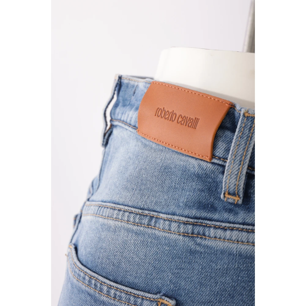 Roberto Cavalli Blauwe Flare Jeans met Logo Borduurwerk Blue Dames