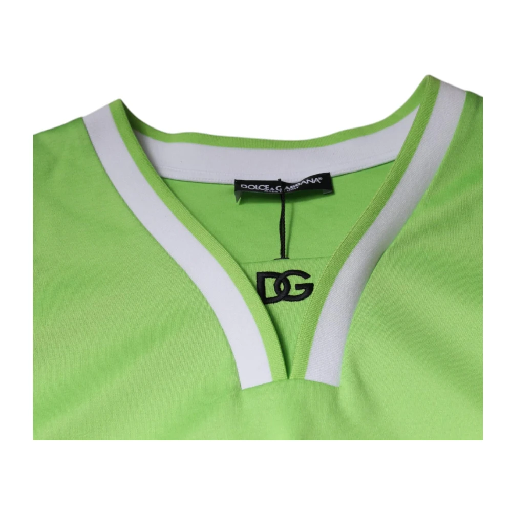 Dolce & Gabbana Groene V-hals Jersey T-shirt Mannen Green Heren