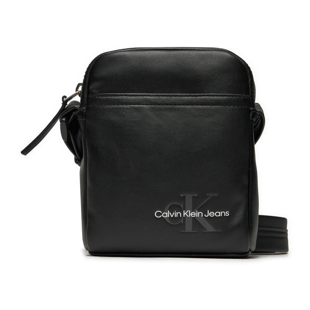 Calvin Klein Zwarte Polyurethaan Schoudertas met Rits Black Heren