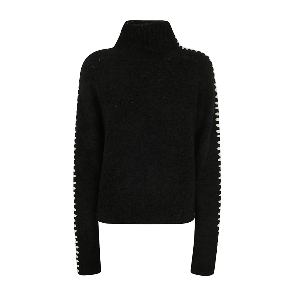 Thom Krom Svart Stickad Pullover Tröja Black, Dam