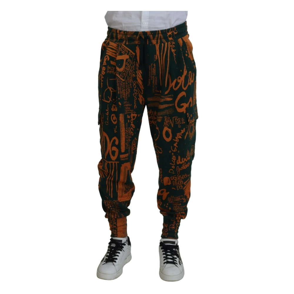 Dolce & Gabbana Lyxig Multifärgad Silkeblandning Jogger Cargo Multicolor, Herr