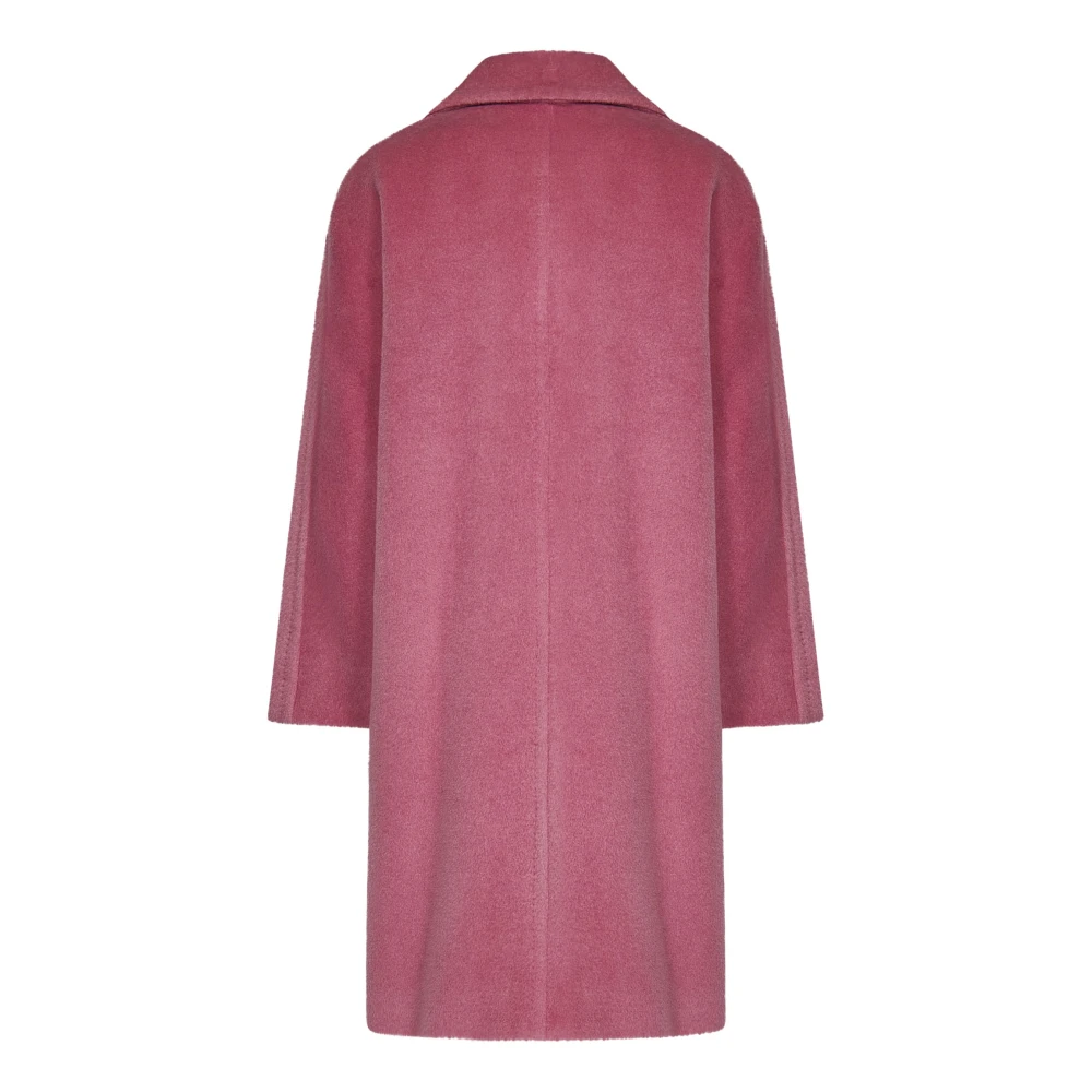 Max Mara Roze Alpaca Wol Double-Breasted Jas Pink Dames