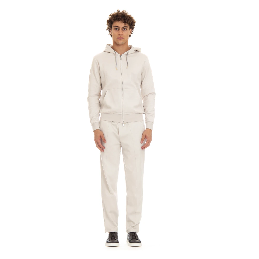 Eleventy Hoodie met volledige rits Beige Heren