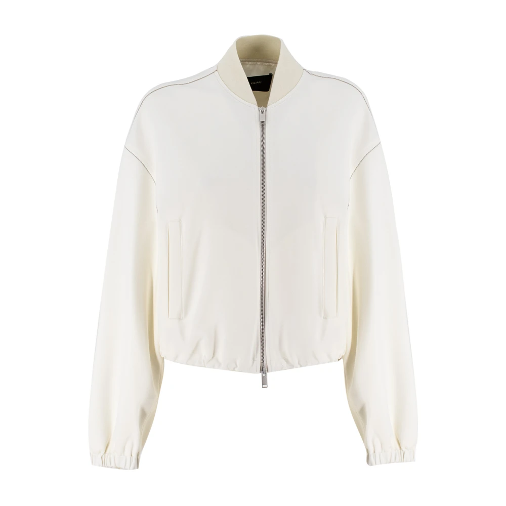 Fabiana Filippi Geknipte Milano Stitch Jas met Juweeldetails White Dames