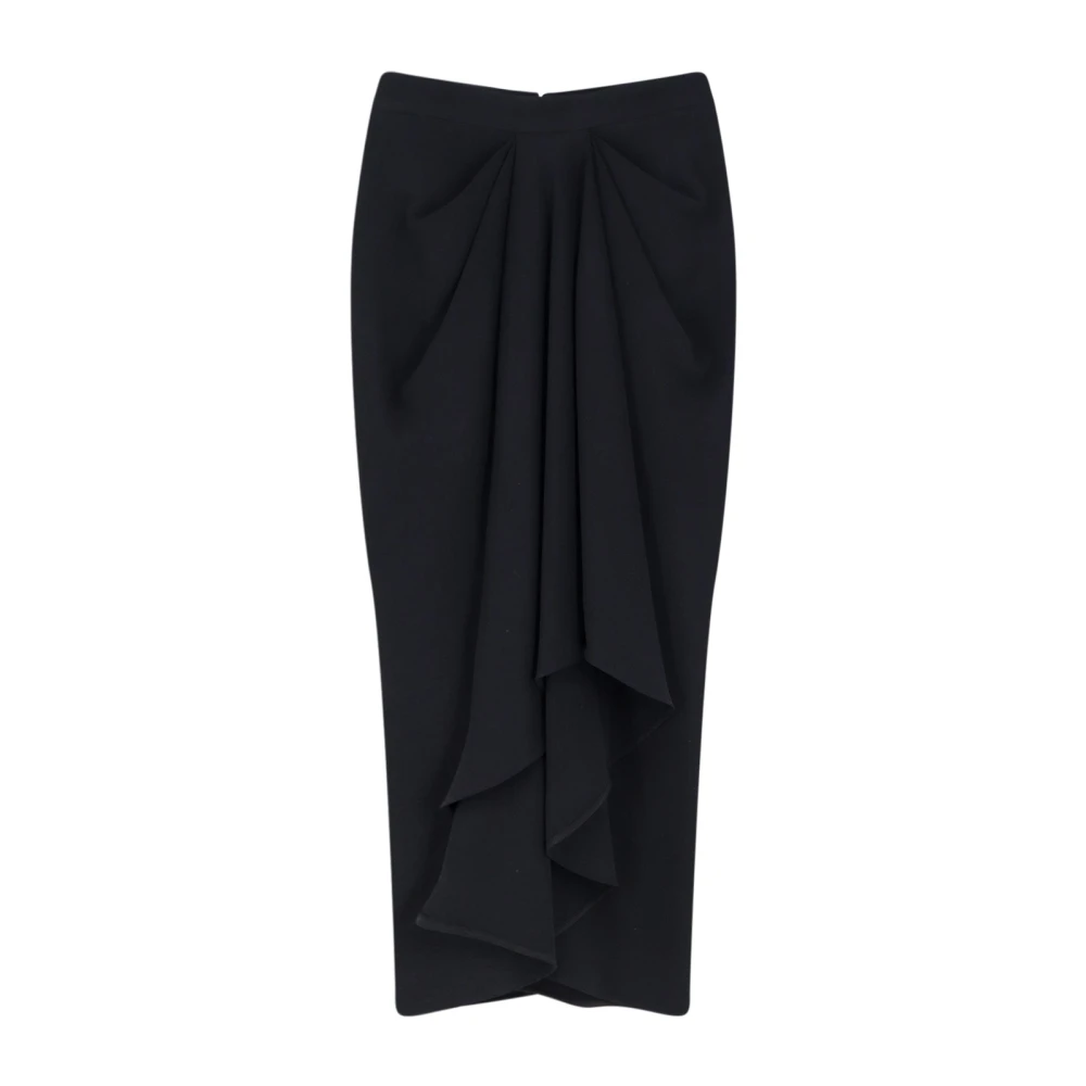 Givenchy Women's Black Draped Midi Skirt In Crepe Cady