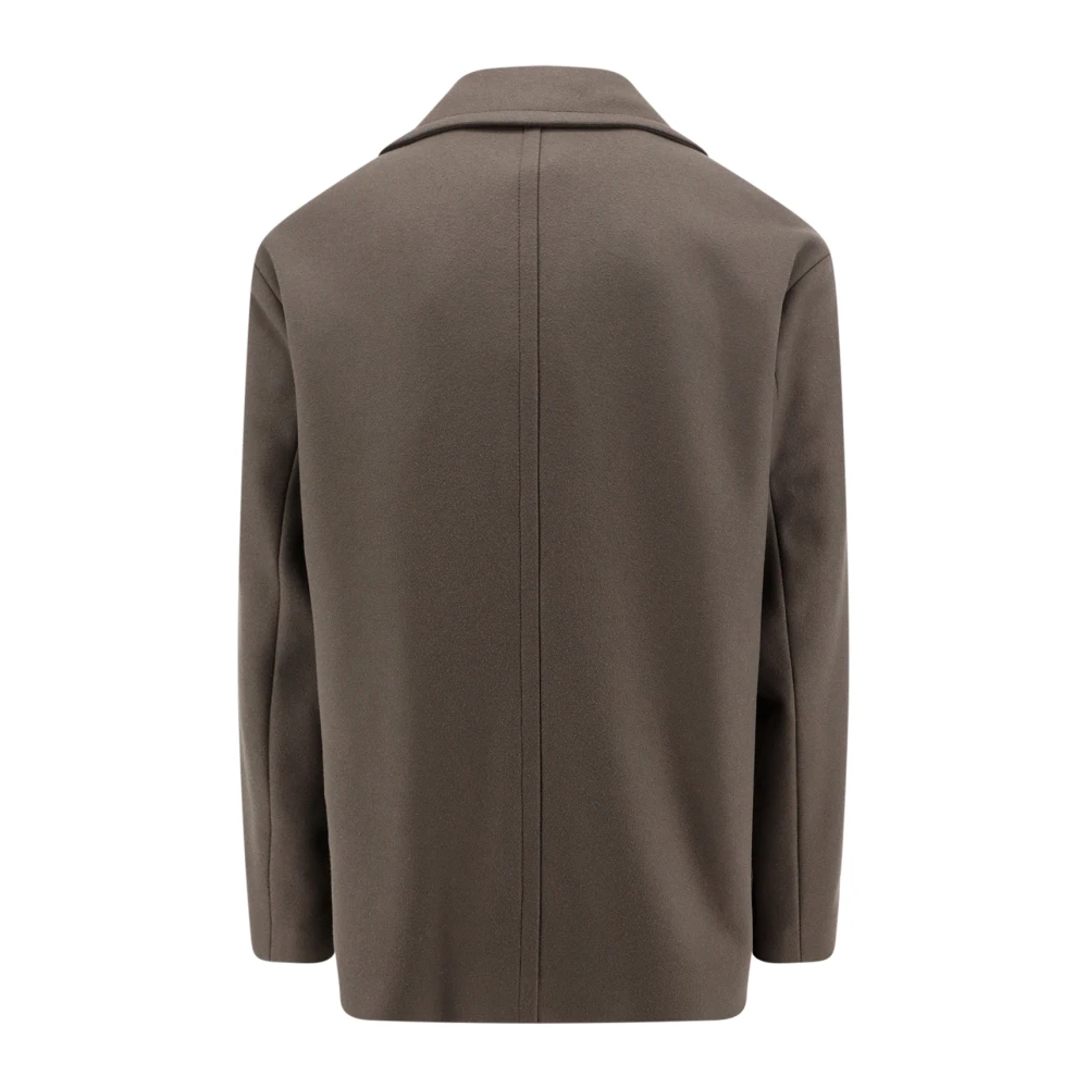 Hevo Grijze Dubbelrijige Wollen Jas Aw23 Gray Heren