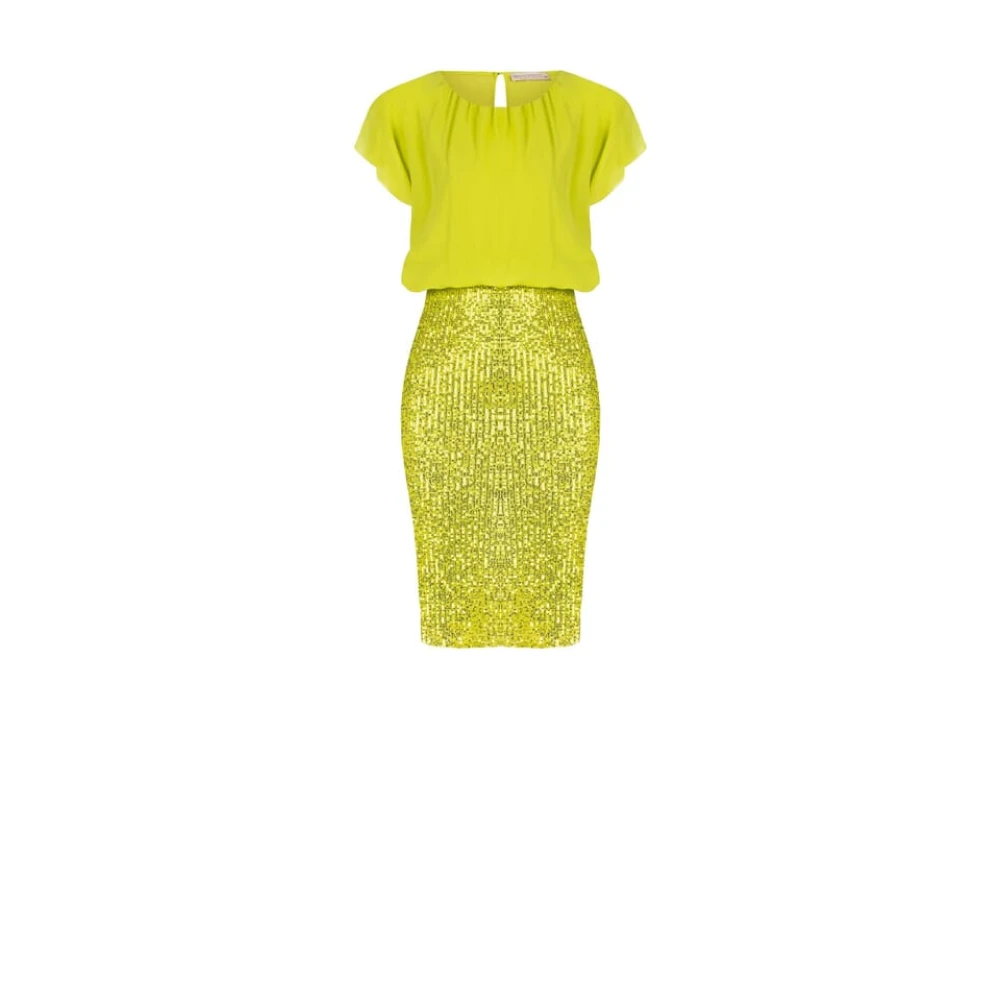 RINASCIMENTO Pailletjurk met georgette top Yellow Dames