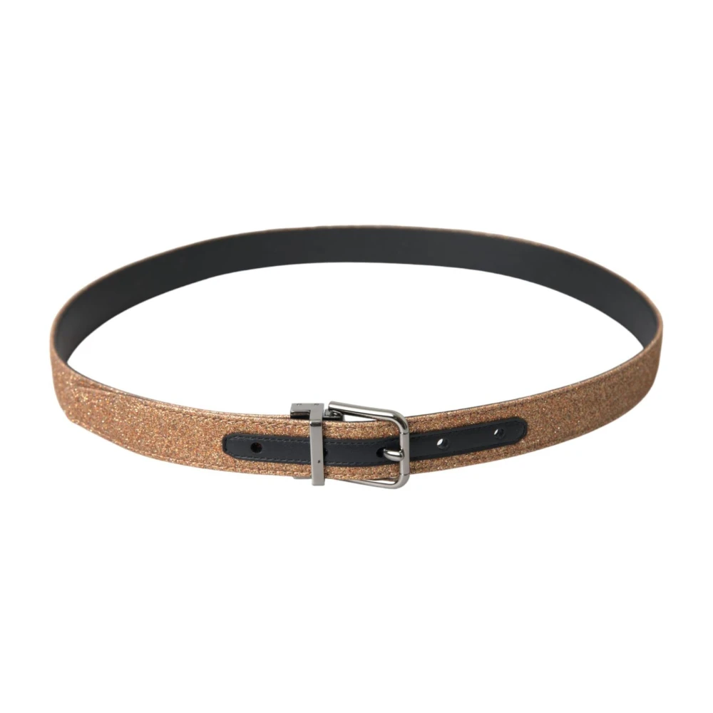 Dolce & Gabbana Glitter Metalen Gesp Riem Yellow Dames