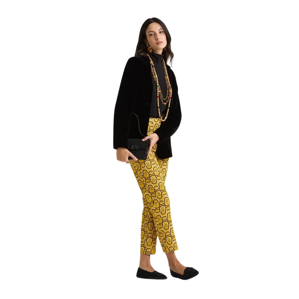 Maliparmi Women's Yellow Slim-Fit Trousers, M, Rolling Chain Trousers