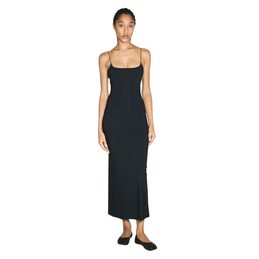 MM6 Maison Margiela Maxi Jurk met Handtekening Stiksels Black Dames