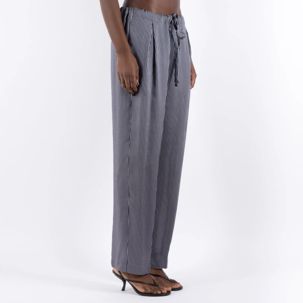 Khaite Navy Wit Gestreepte Broek Blue Dames