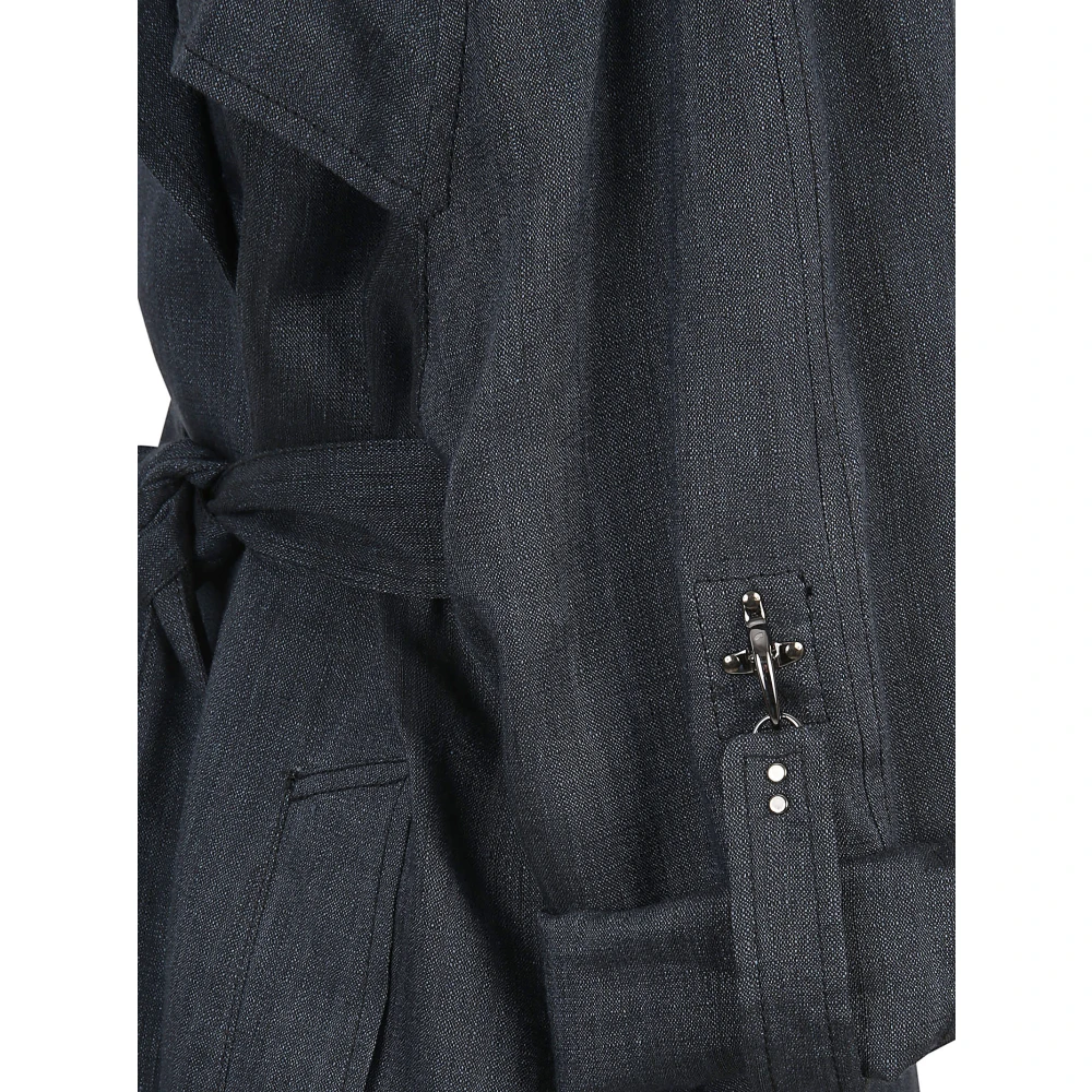Fay Denim Linnen Jas met Suède Details Blue Dames