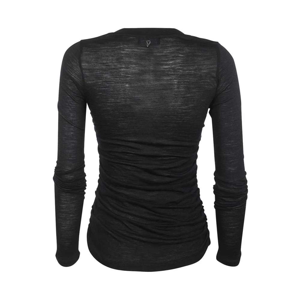 Dondup Wollen Langarm T-Shirt Black Dames