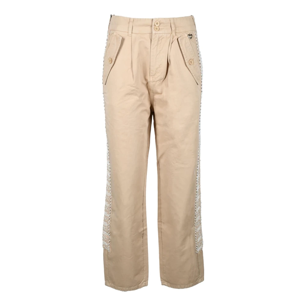 Twinset Women's Beige Straight Trousers, S, Trousers