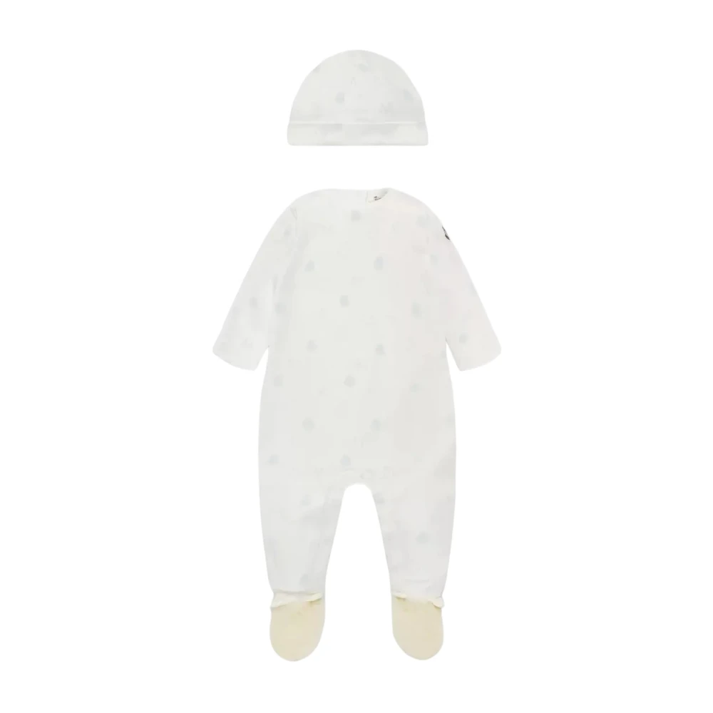 Moncler Unisex Kids White Baby Romper With Cap Medium