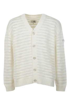 Open-Knit Stripe Cardigan
