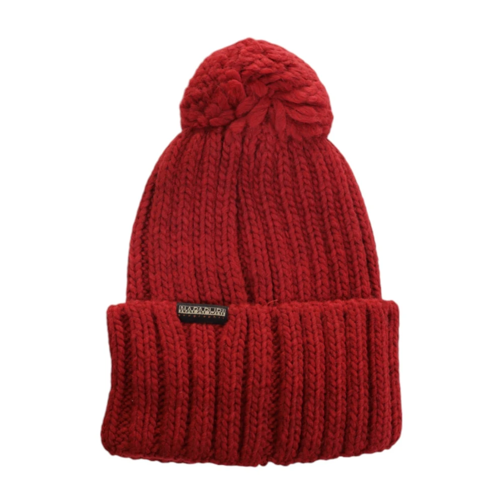 Napapijri Rode Wollen Blend Gebreide Muts Red Heren