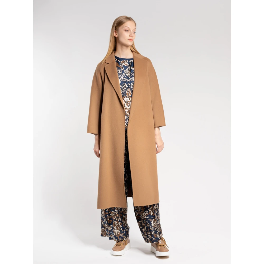 Max Mara Lange wollen jas met kimonomouwen Beige Dames