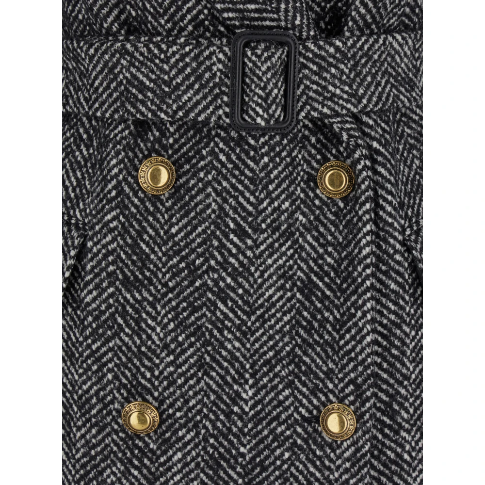 Tagliatore Dubbelrijige Zwart & Witte Wollen Jas Gray Dames
