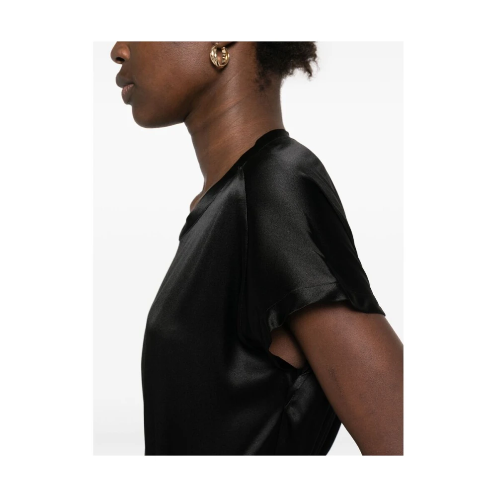 pinko Zwarte Crew Neck Korte Mouwen Sweater Black Dames