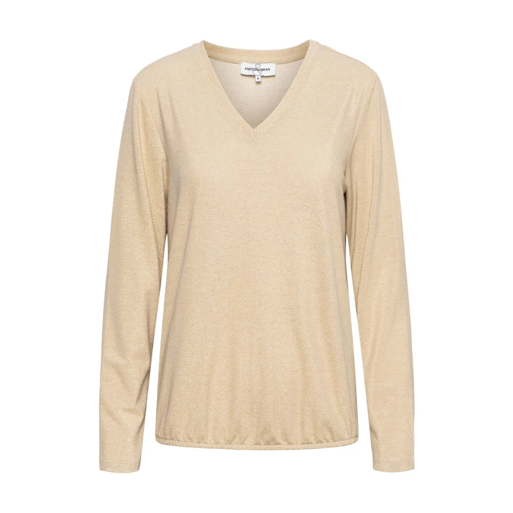 &Co Woman Lurex Longsleeve Top Vieve Ts264 Beige Dames