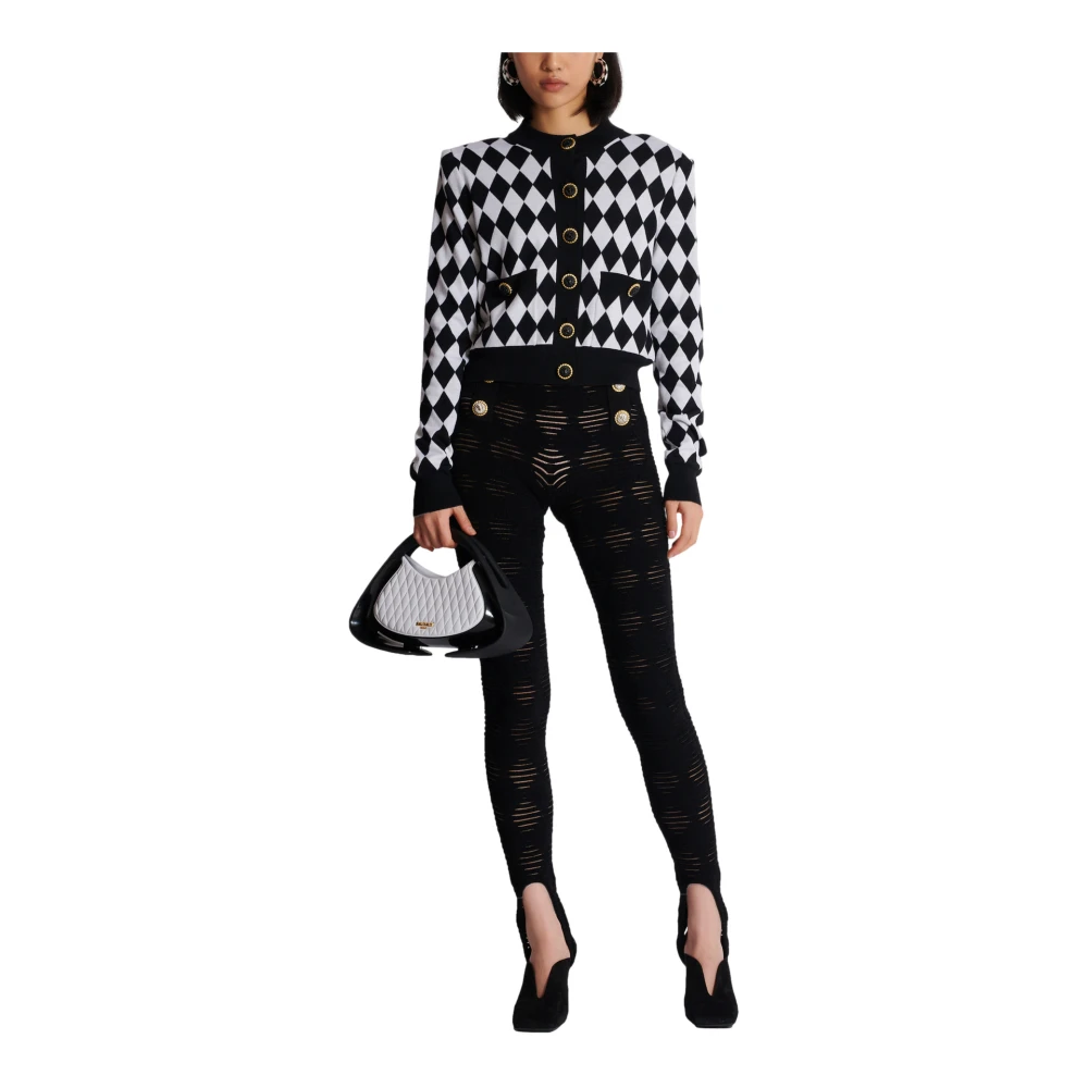 Balmain Diamantgebreide vest Black Dames