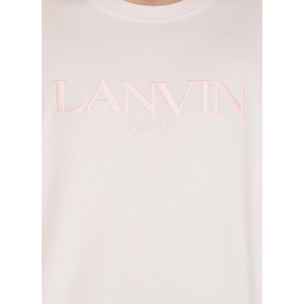 Lanvin Roze Katoenen T-shirt met Borduursel Pink Heren